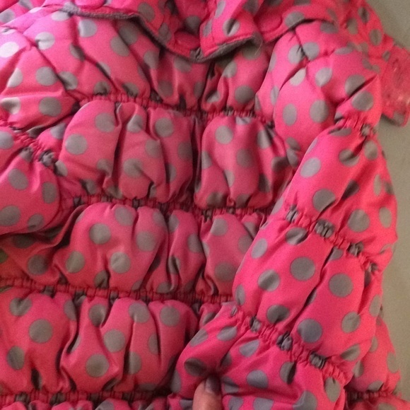 CARTER’S Puffy Polka Dot Coat 12mo Pink/Grey Final - Picture 7 of 8